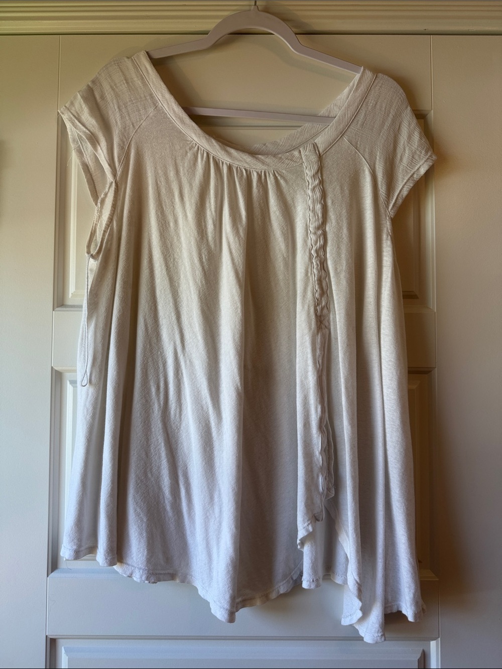 Free People Ivory Scoop-Neck Short Sleeve Tunic